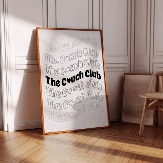 The Couch Club Print Above Couch Wall Art Cute Apartment Minimalist Wall Art Aesthetic Gifts For Introverts Homebody Club Prints