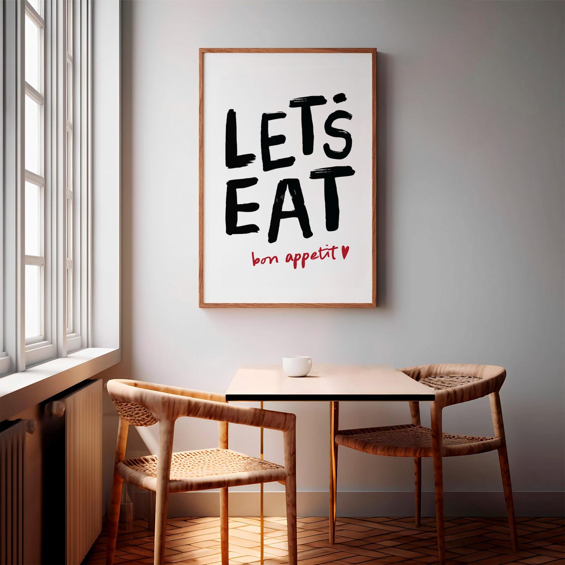 Lets Eat Bon Appetit Kitchen Poster With Bold Brush Typography - Image 3