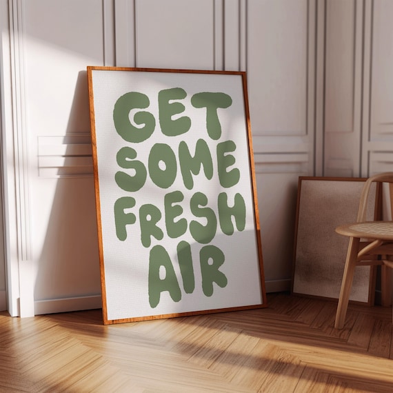 Fresh Air Print Sage Green Bold Typography