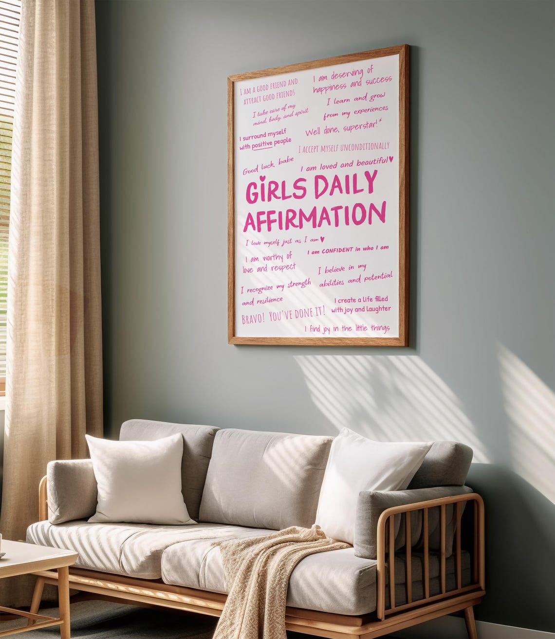 Girls Affirmation Poster Daily Affirmations Wall Art Pink Feminist Poster Wall Art Teen Girl Room Decor Positive Prints For Women - Image 2