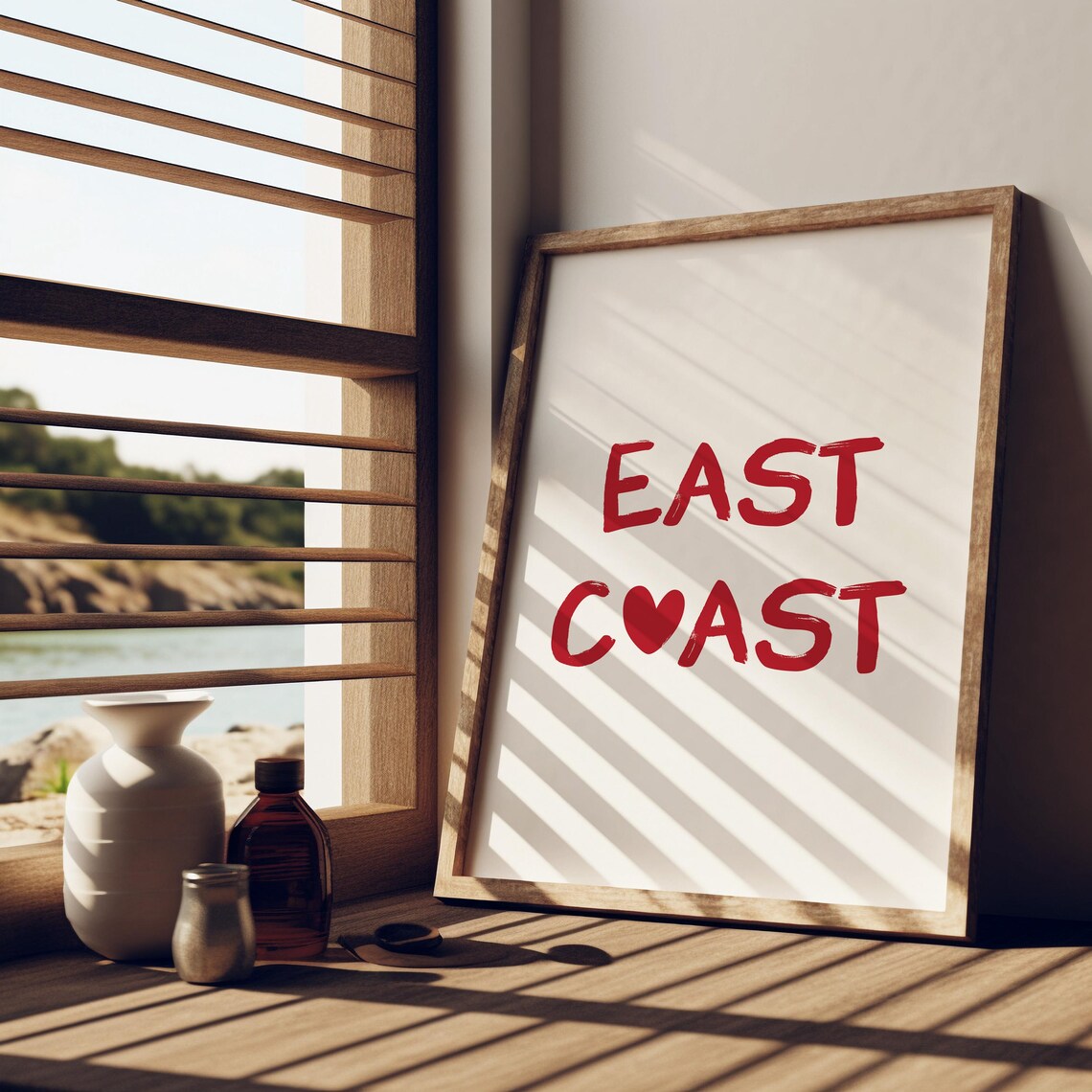 East Coast Red Letter Heart O Beach House Coastal Decor Wall Poster - Image 3