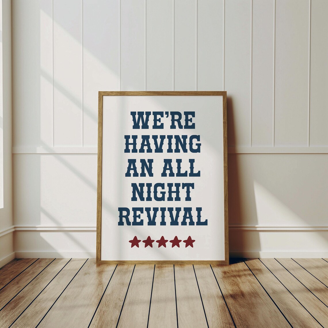 We Are Having An All Night Revival Navy Stars Country Poster