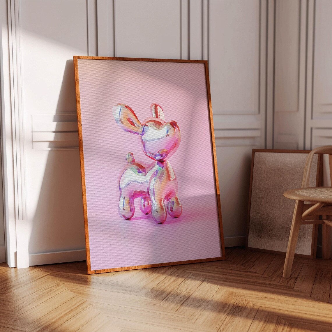 Pink Balloon Dog Preppy Y2K Bedroom Art Print