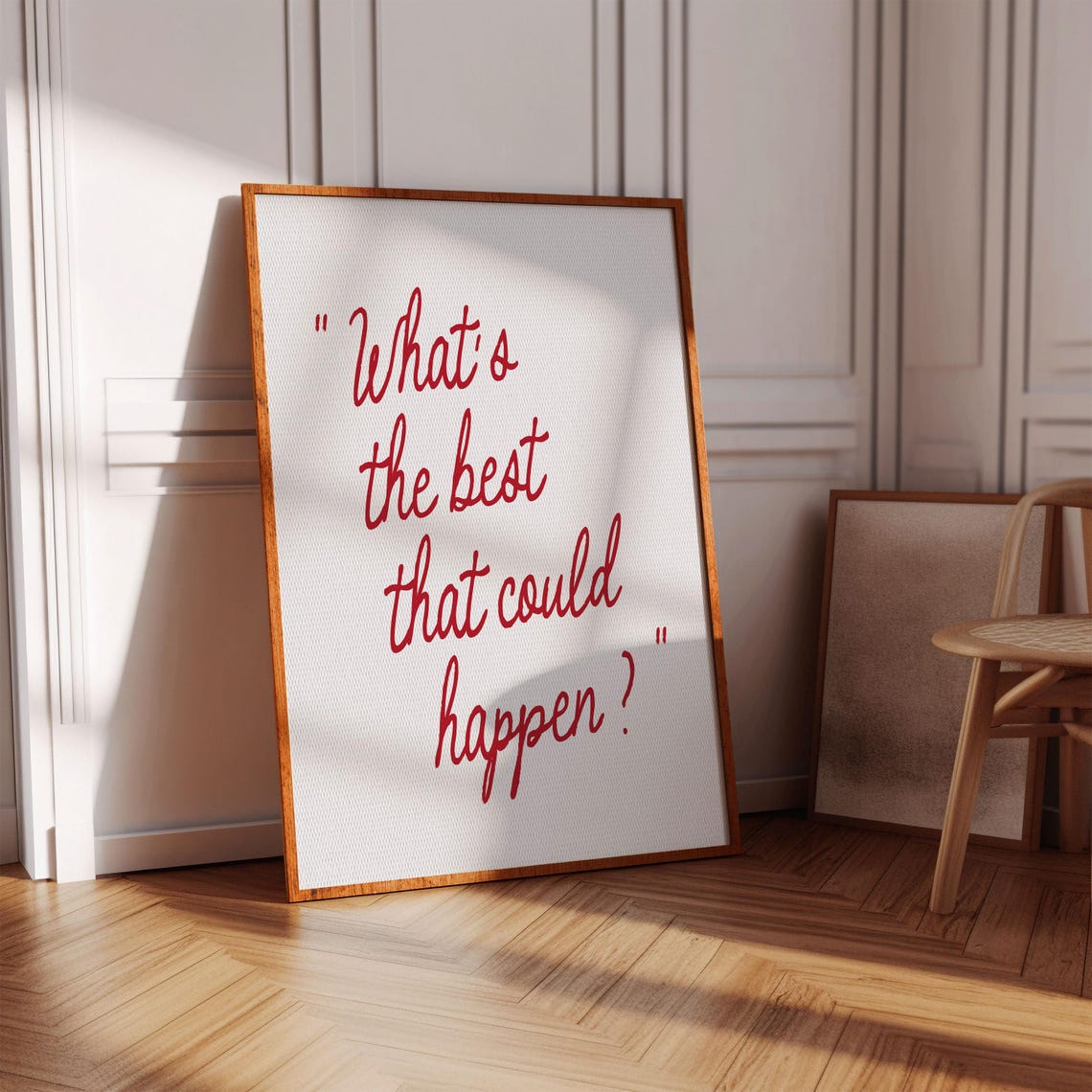 Whats the Best That Could Happen Red Script Quote Decor Poster
