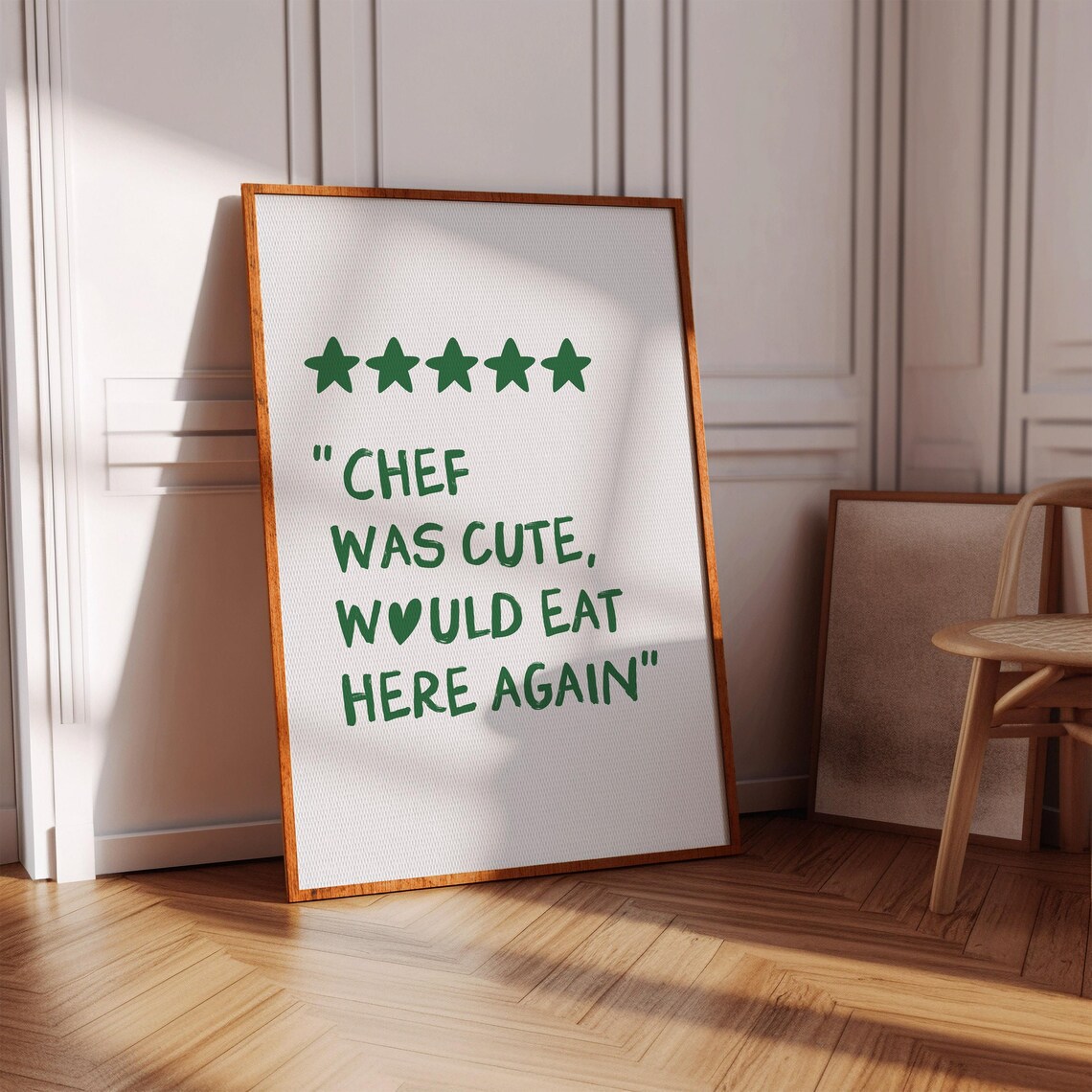 Chef Was Cute Would Eat Here Again Green Star Review Wall Poster