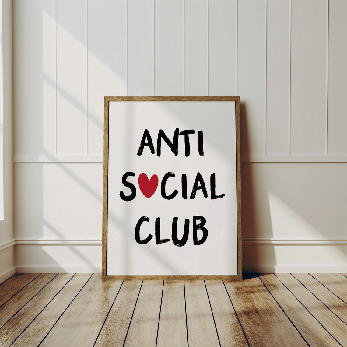 Anti Social Club Heart Black Brush Trendy Dorm Room Quote Poster - Image 2