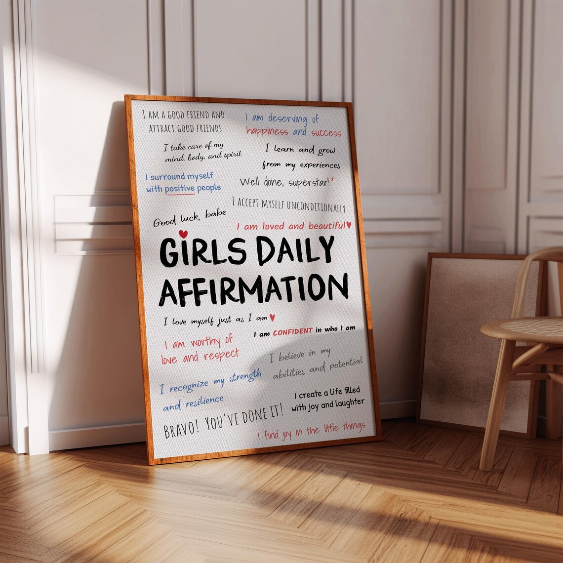 Girls Affirmation Daily Quote Wall Art Print