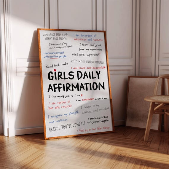 Girls Affirmation Daily Quote Wall Art Print