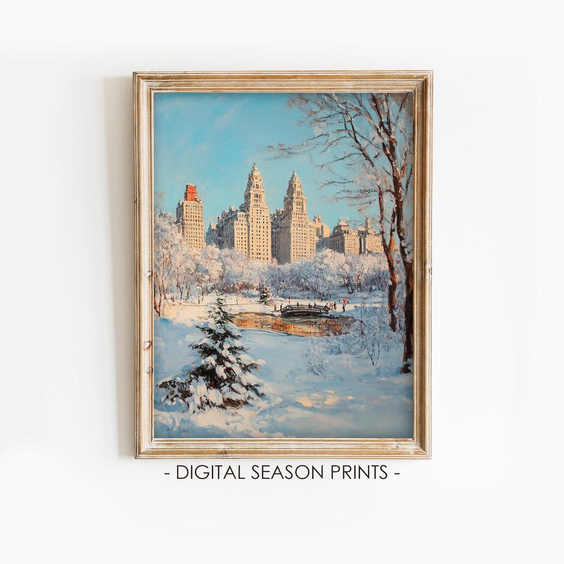 Central Park Snowy Winter Skyline Landscape Cityscape Poster
