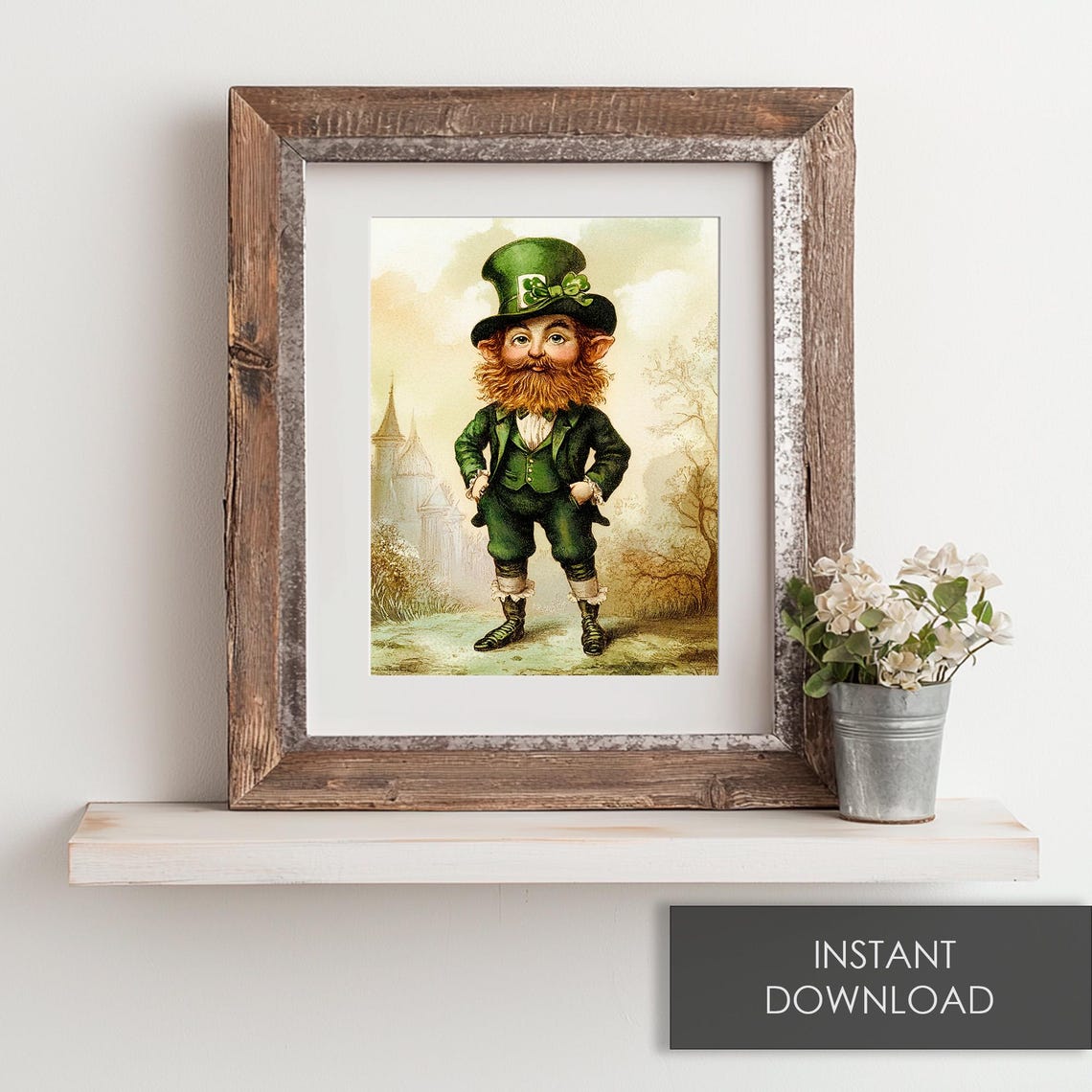 Vintage Leprechaun With Red Beard And Green Top Hat Portrait Poster - Image 6