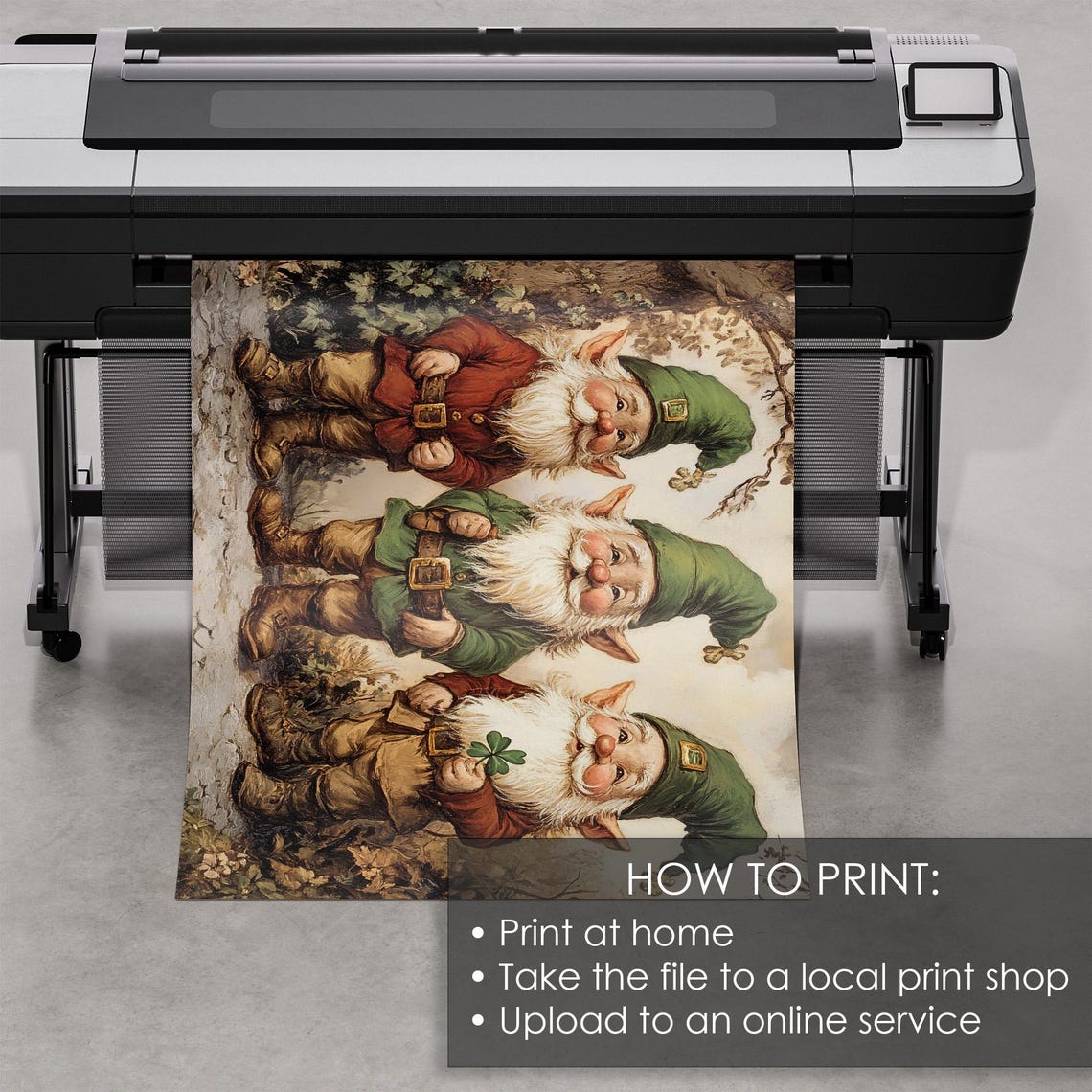 Three Irish Leprechaun Gnomes With Shamrock St Patricks Day Poster - Image 5