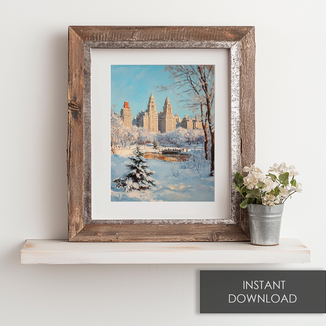 Central Park Snowy Winter Skyline Landscape Cityscape Poster - Image 6
