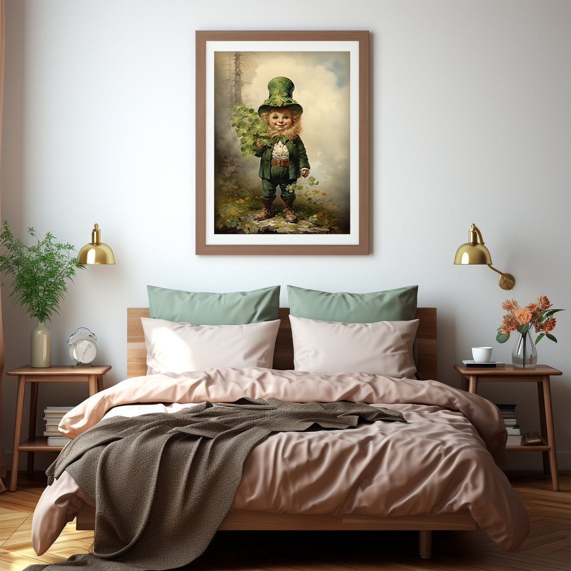 Cute Little Leprechaun With Clover Saint Patricks Day Vintage Print - Image 4