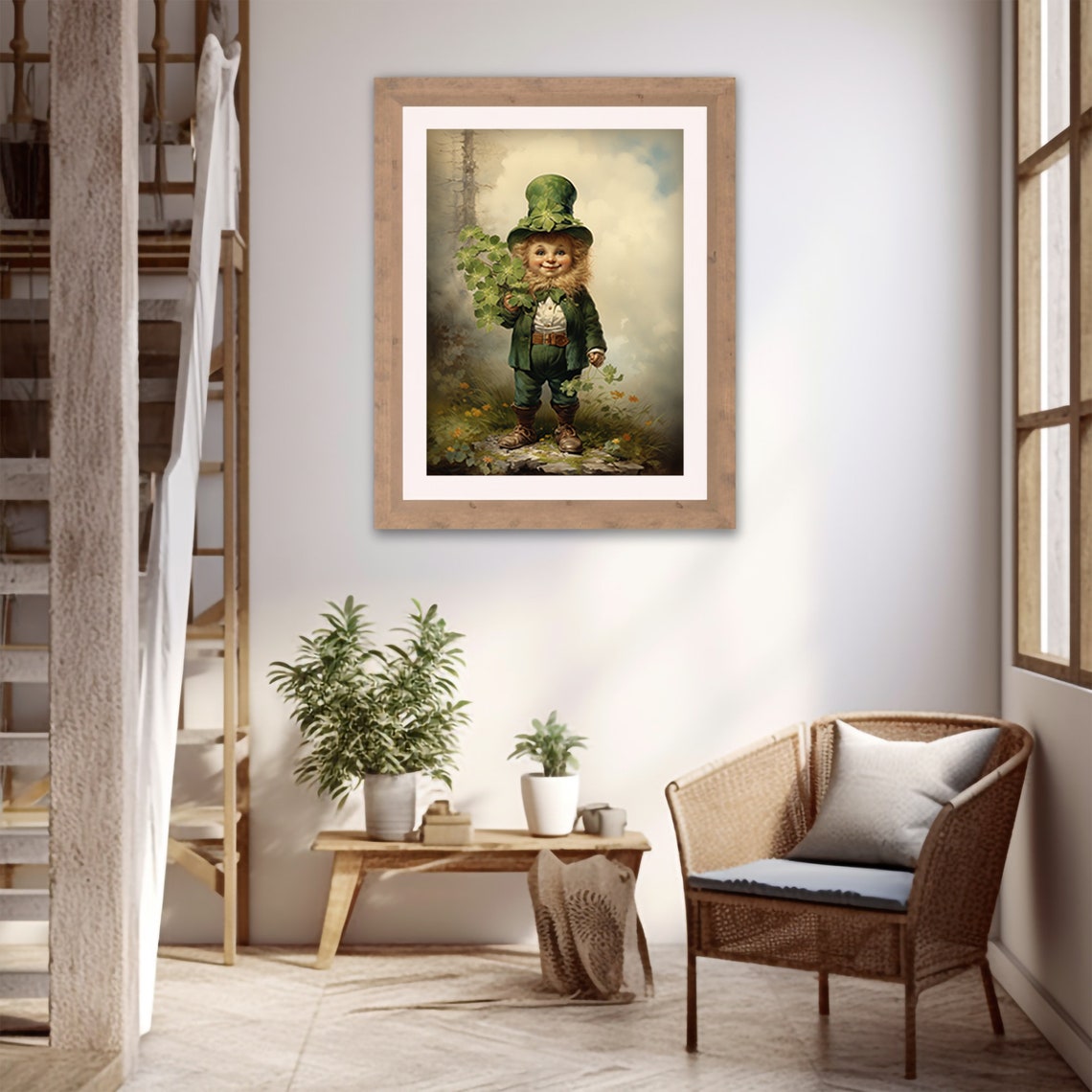 Cute Little Leprechaun With Clover Saint Patricks Day Vintage Print - Image 5