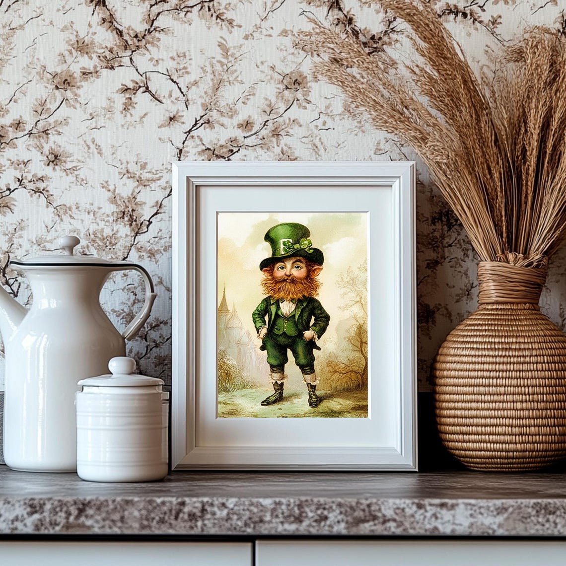 Vintage Leprechaun With Red Beard And Green Top Hat Portrait Poster - Image 4