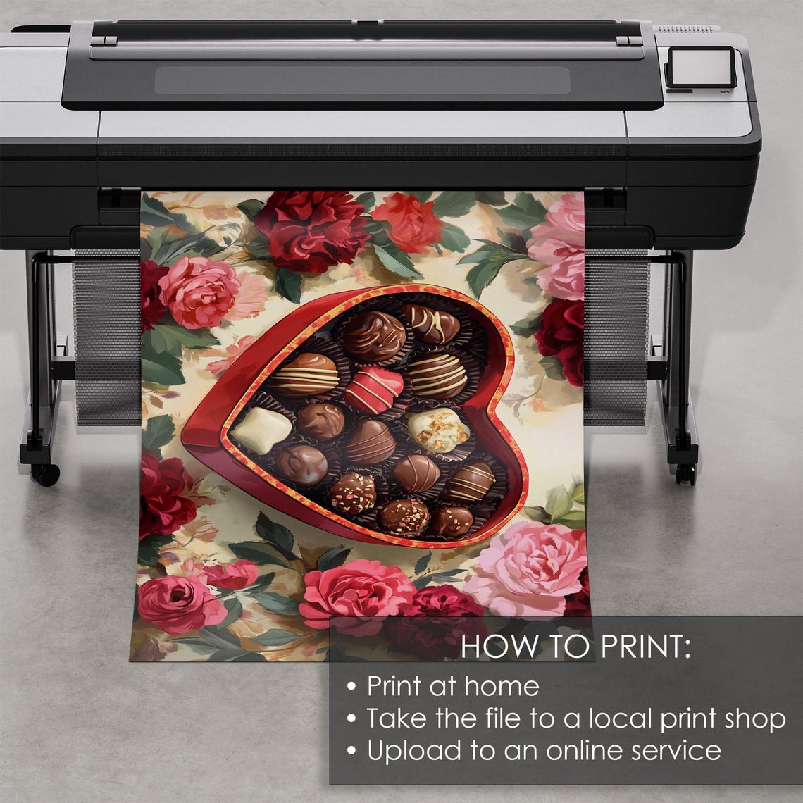 Heart Shaped Box Of Chocolates With Roses Valentines Day Gift Print - Image 5