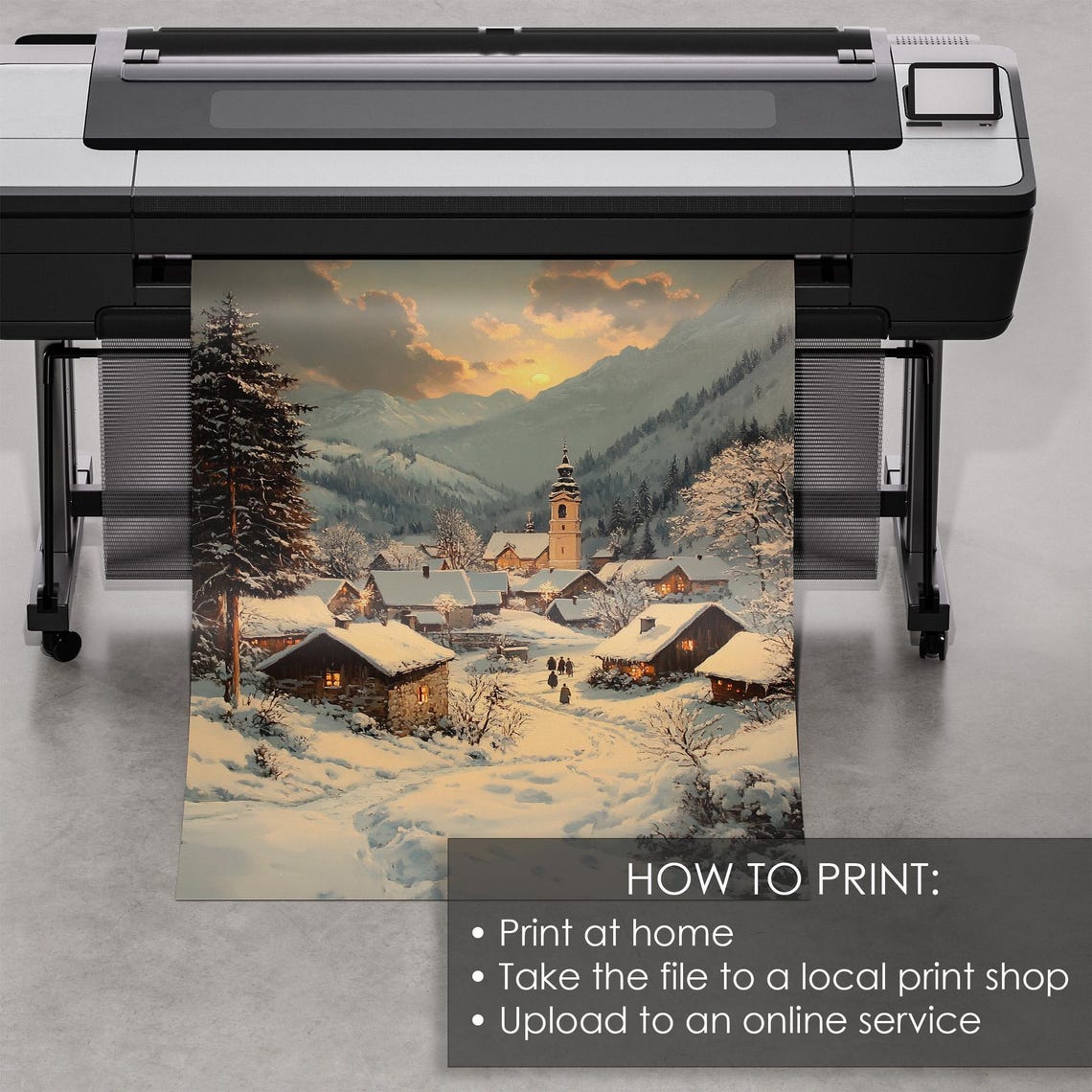 Silent Night Snowy Alpine Village Church Winter Evening Poster - Image 5
