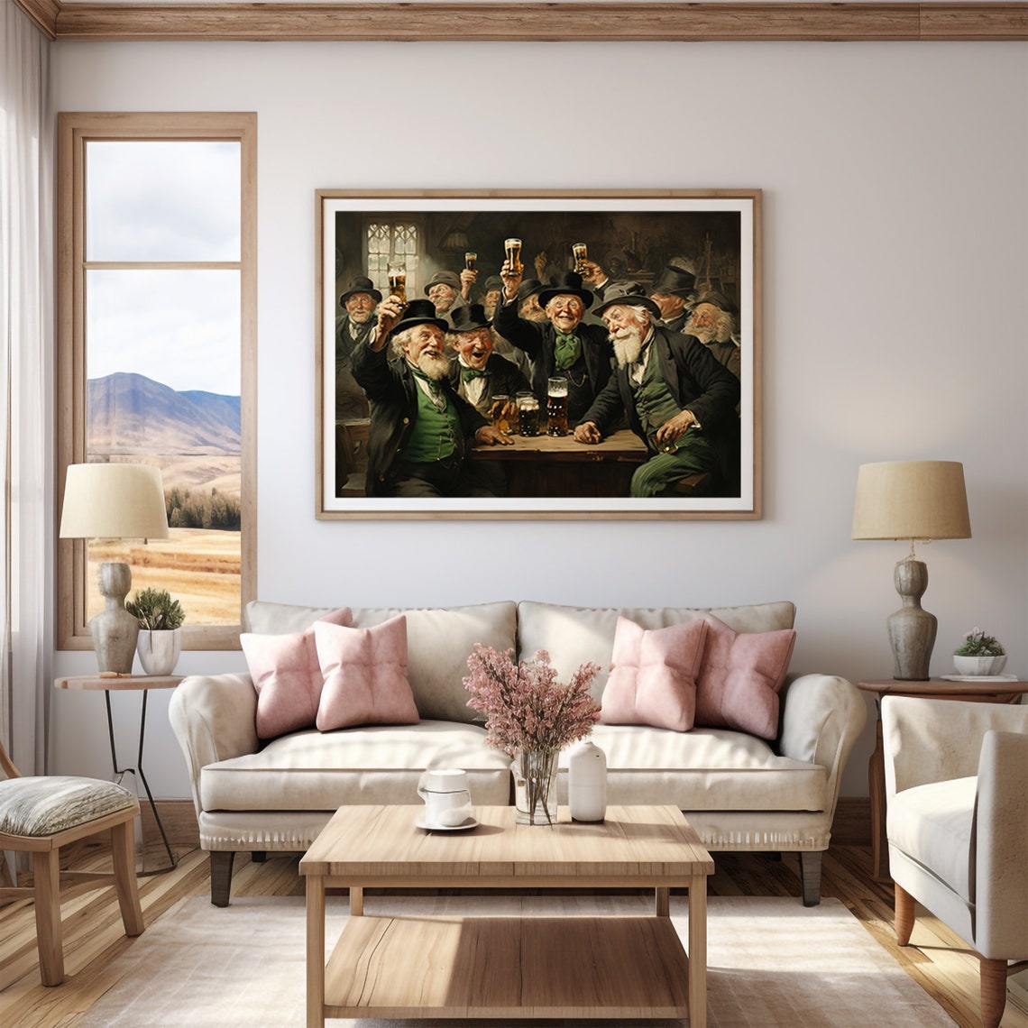 Joyful Irish Men Raising Beer Glasses in an Old Pub Scene Print - Image 4