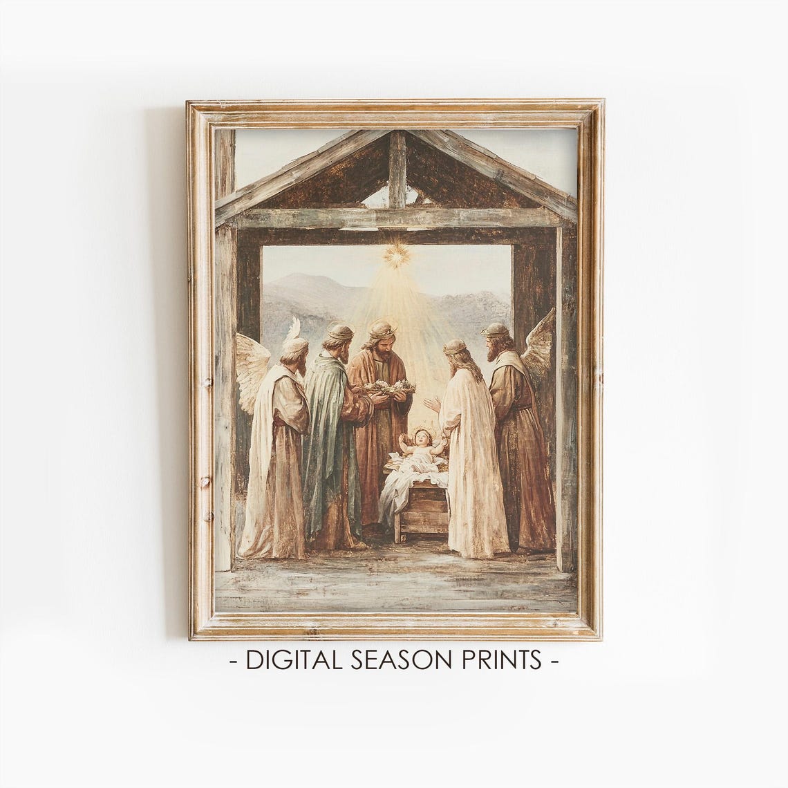 Nativity Scene With Wise Men Angels And The Baby Jesus Poster