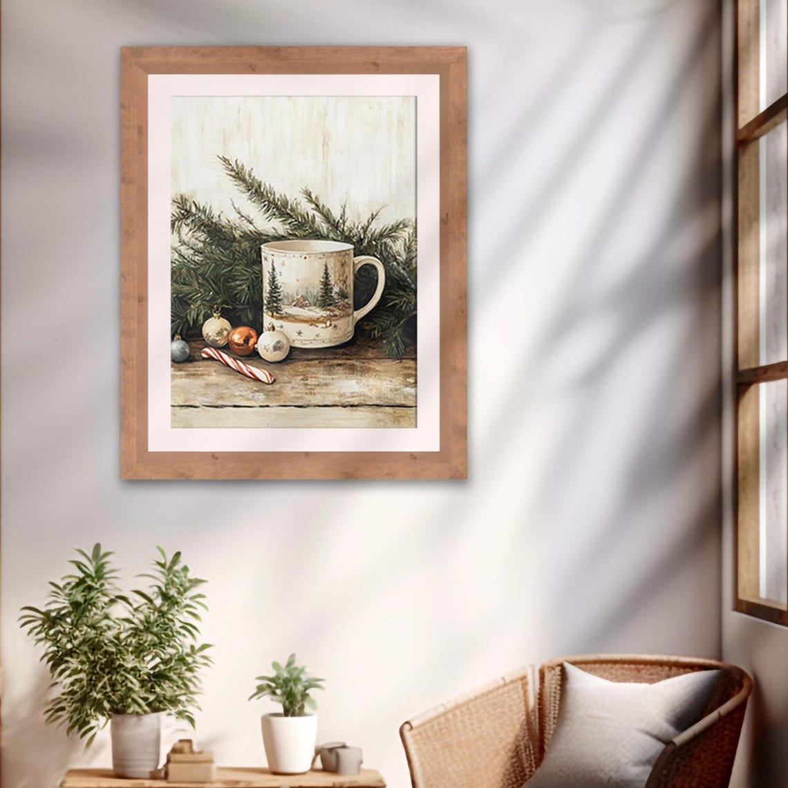 Christmas Cocoa Mug Ornaments Candy Cane Cozy Holiday Still Life Print - Image 2