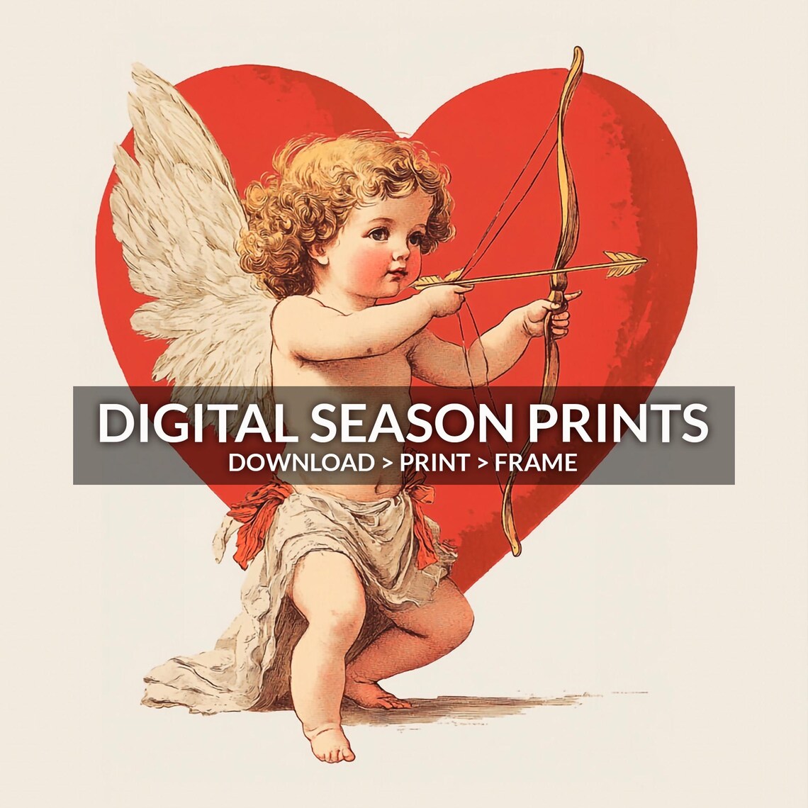 Heart Valentines Day Cupid Retro Romantic Art Print - Image 3