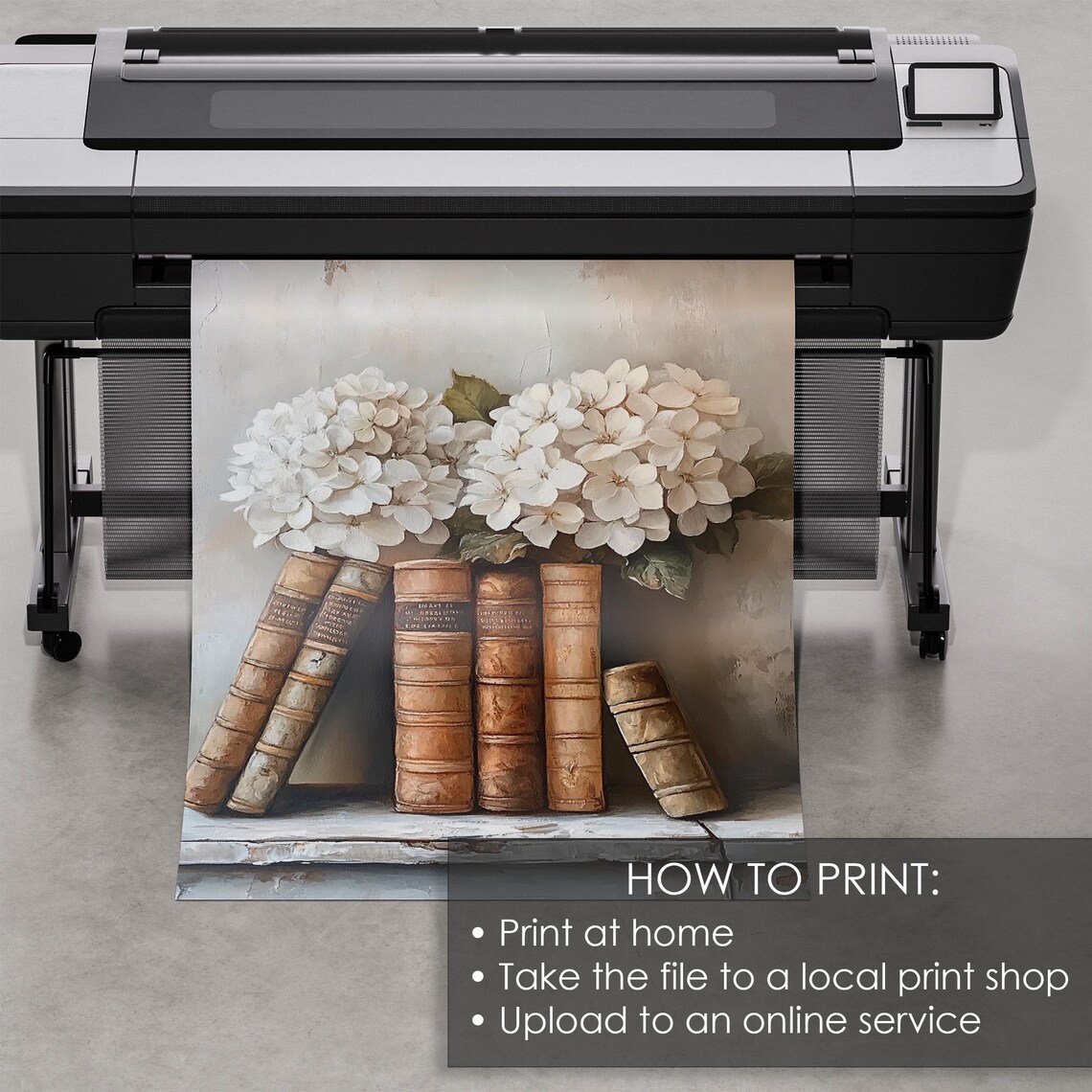 Book Stack With White Hydrangea Art Print - Image 5