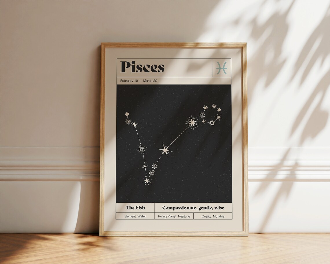 Pisces Star Constellation Art Print, Zodiac Decor