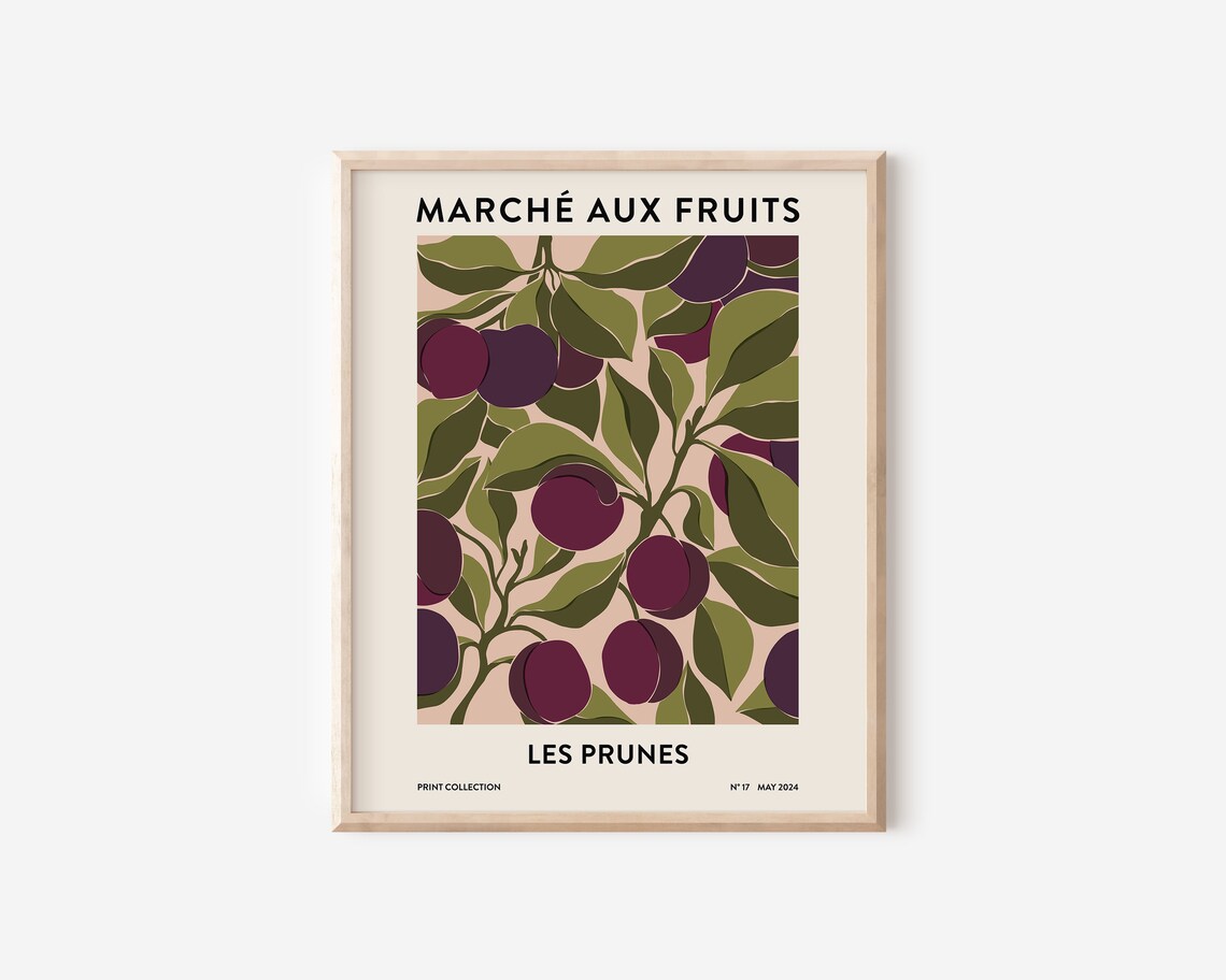 Plums Art Print, Abstract Botanical Kitchen Art - Image 2