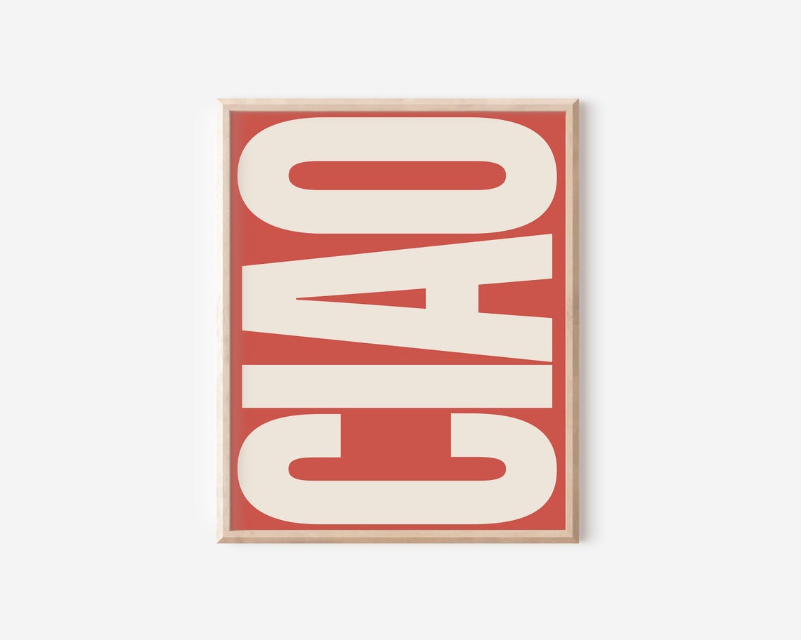 Salut Bold Cream on Red French Greeting Typography Wall Decor Poster - Image 2