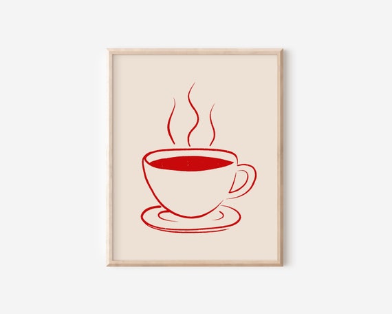 Coffee Cup Art Print Coffee Lover Poster Coffee Bar Decor Kitchen Wall Art Trendy Wall Decor Wall Art Instant