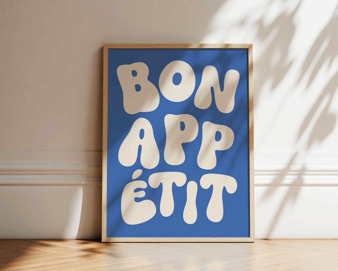 Bon Appetit Typography Poster, Maximalist Kitchen Decor - Image 2