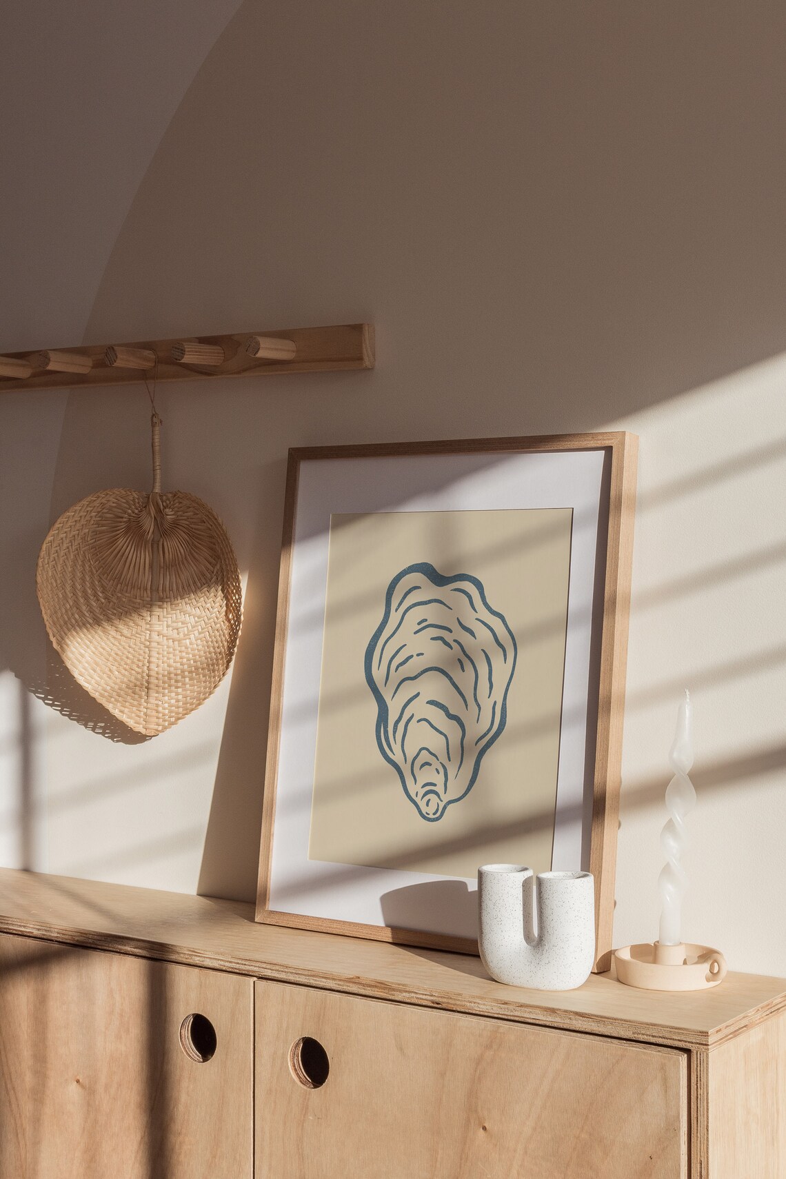 Oyster Shell Ink Drawing, Coastal Line Art Print - Image 2