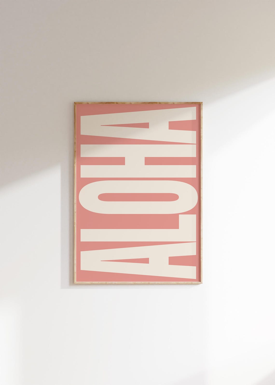 Aloha Retro Hawaiian Typography Salmon Pink Beach Travel Poster