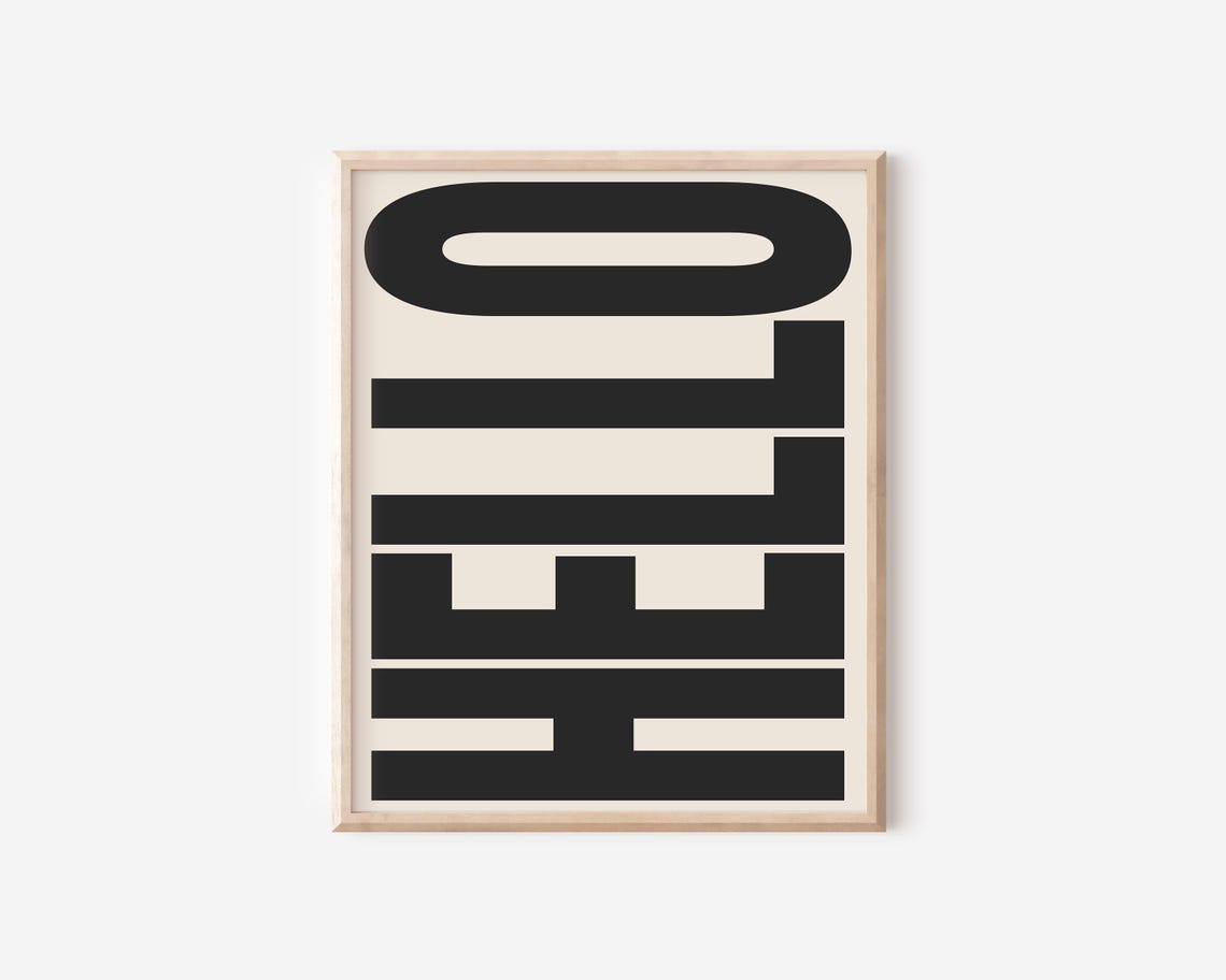 Hello Bold Black Letter Typography Art Minimalist Greeting Poster - Image 2