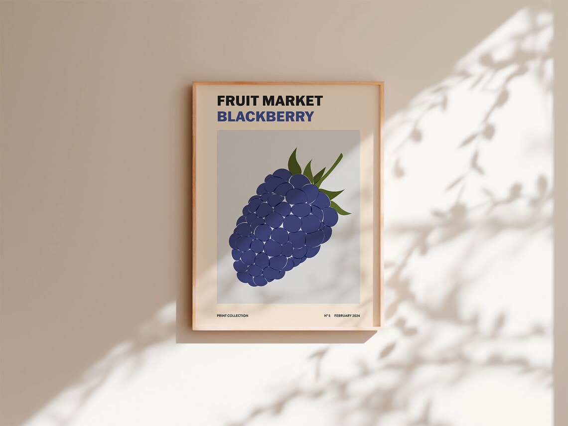 Blackberry Fruit Market Abstract Poster, Kitchen Art - Image 2