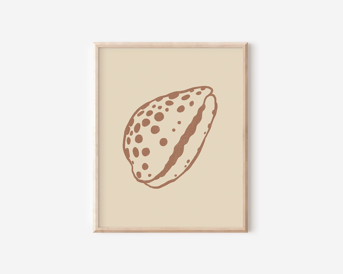 Seashell Cowrie Shell Line Art Print, Boho Coastal - Image 2