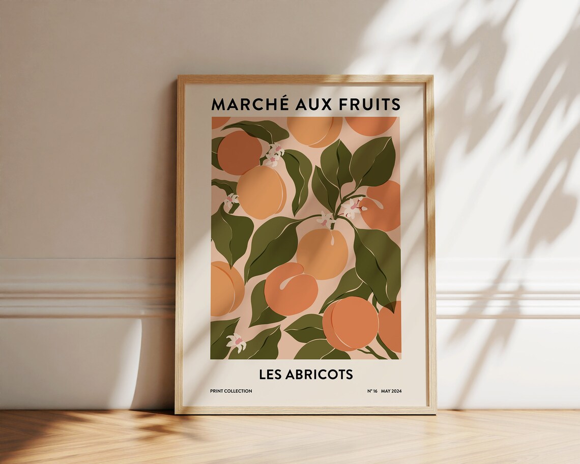 Apricots Art Print, Fruit Market Kitchen Art