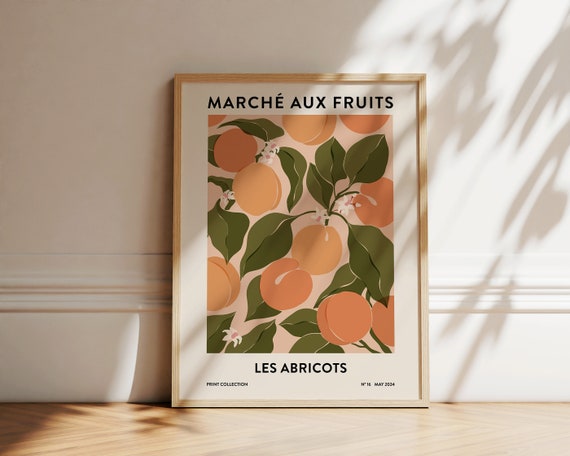 Apricots Art Print, Fruit Market Kitchen Art