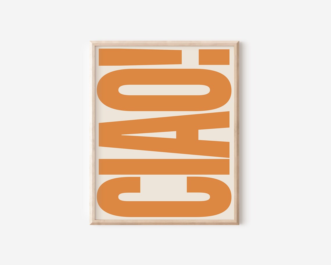 Ciao Typography Orange Wall Art Print - Image 2