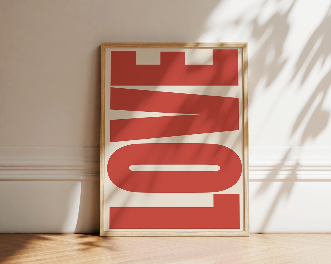 Love Typography Retro Poster Art Print