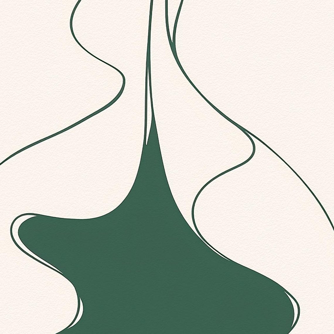 Abstract Green Line Drawing Christmas Tree With Red Ornaments Poster - Image 2