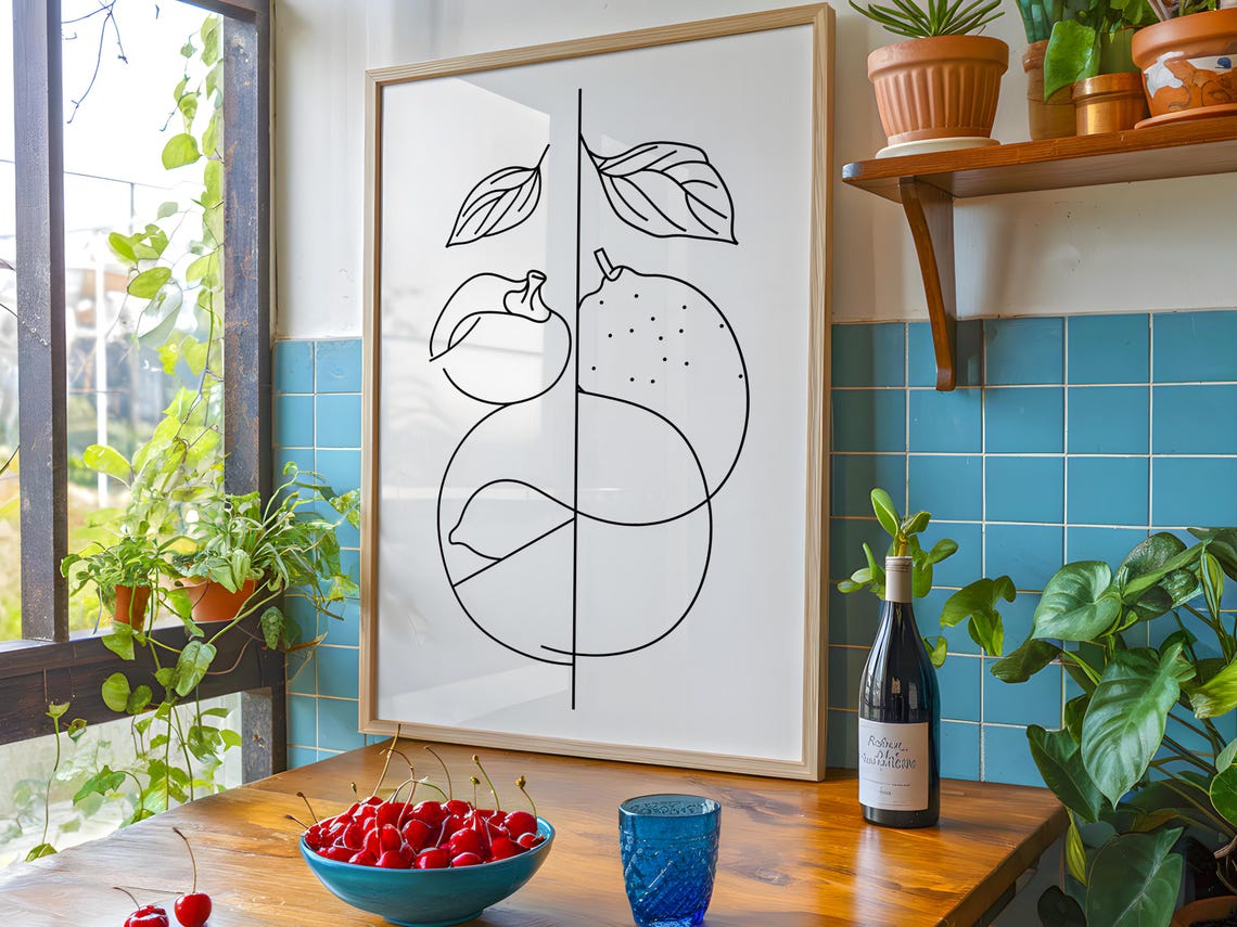 Minimalist Citrus Line Art Modern Botanical Lemon Sketch Poster - Image 4