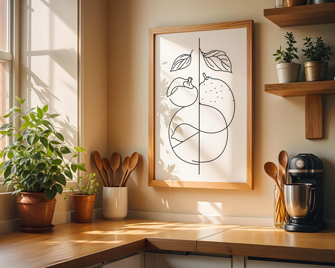 Minimalist Citrus Line Art Modern Botanical Lemon Sketch Poster - Image 3