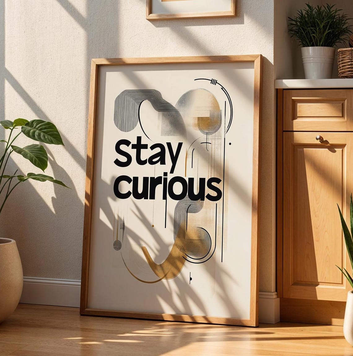 Stay Curious Art Print Modern Typography Wall Inspirational Abstract Poster Motivational Home Decor