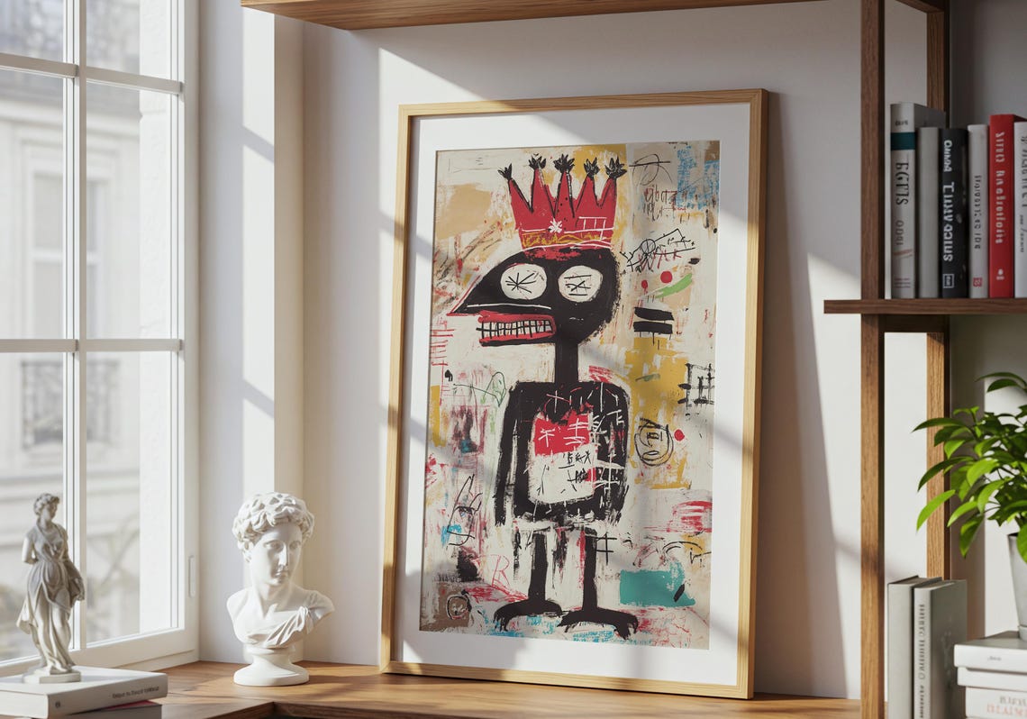 Crowned Figure Neo Expressionist Street Art Raw Urban Graffiti Poster - Image 3