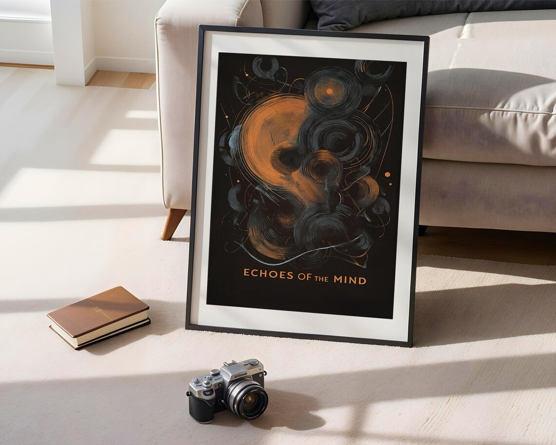 Echoes of the Mind Abstract Gold Swirl Psychology Surreal Poster - Image 3