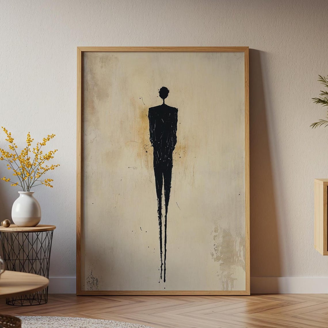 Lone Ink Figure Silhouette Minimalist Black Abstract Expression Poster