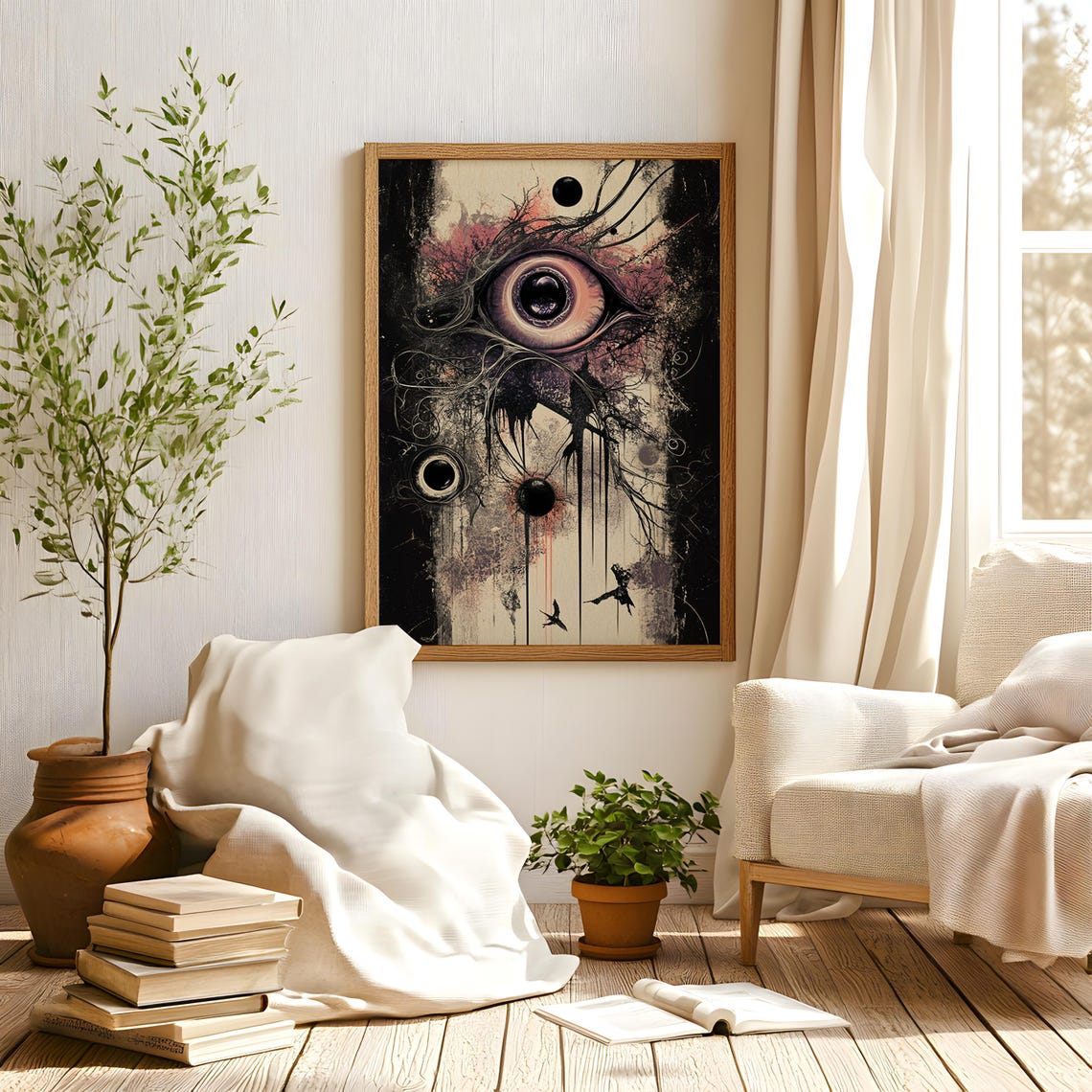 Surreal Gothic Eye Mystical Dark Fantasy Ink Sketch Horror Wall Art - Image 3