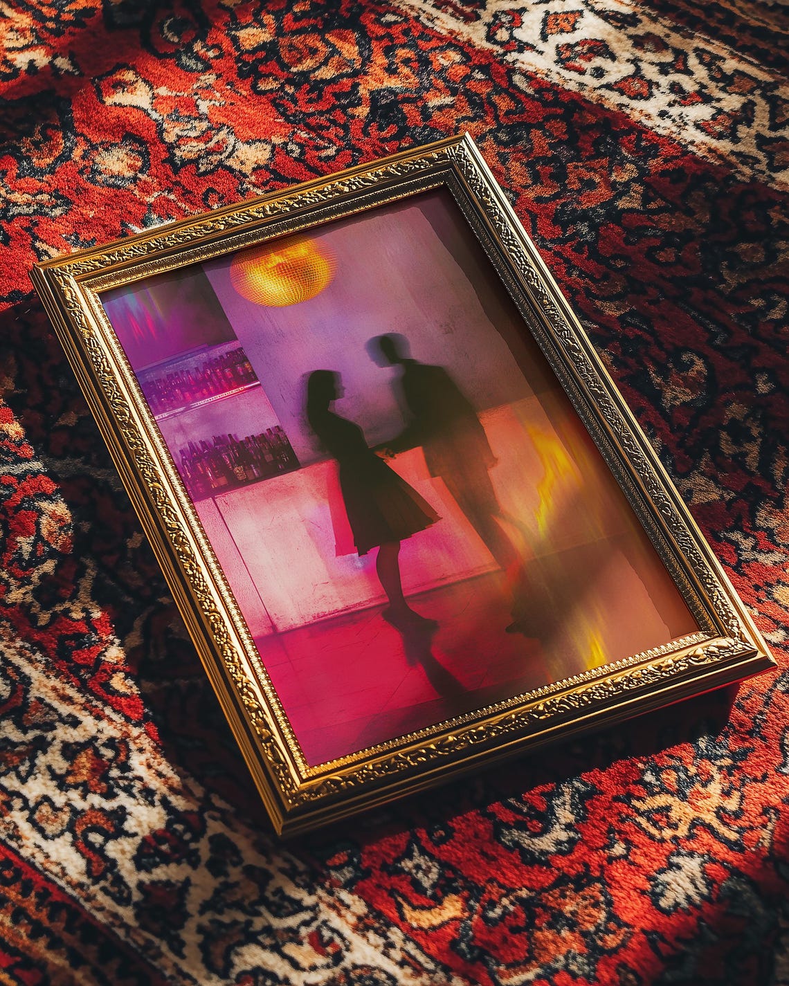 Neon Bar Couple Silhouette Disco Ball Nightlife Romance Art Poster - Image 3