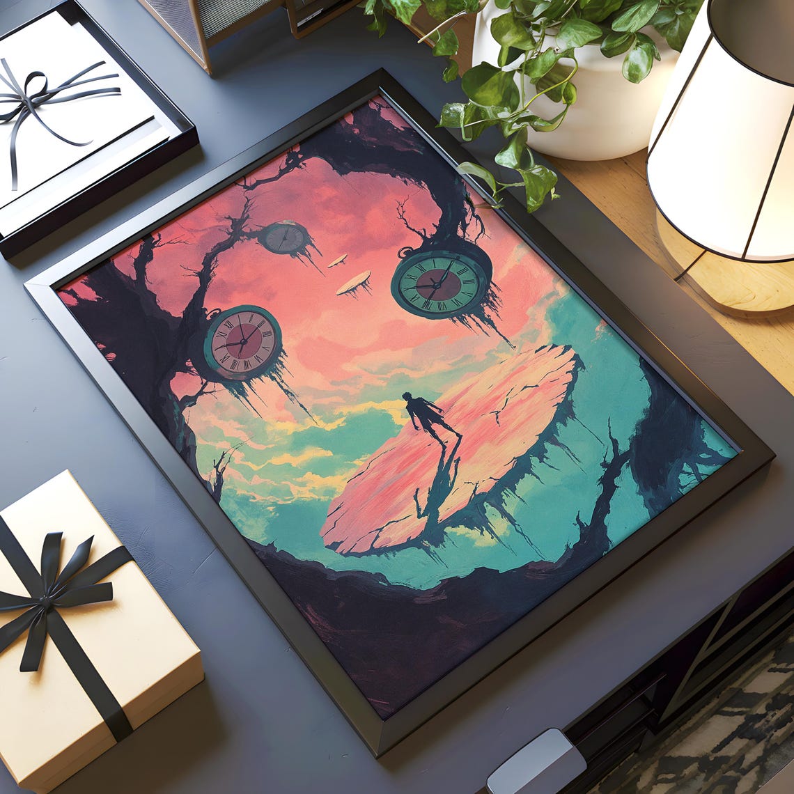 Melting Pocket Watches Floating Island Surreal Dream Art Poster - Image 4